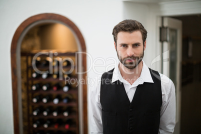 Male waiter standing in the restaurant