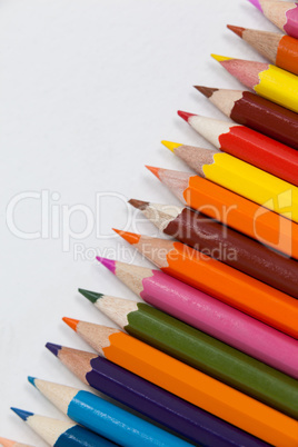 Colorful color pencil arranged in diagonal line