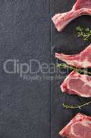 Rib chop and herb on black slate plate