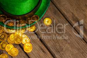 St Patricks Day leprechaun hat with gold chocolate coins