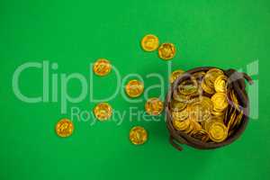 St. Patricks Day pot filled with chocolate gold coins