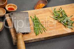 Wooden tray with ingredients