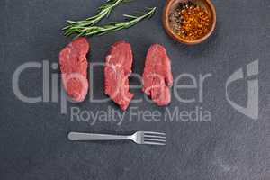 Beef steak, rosemary herb and spices