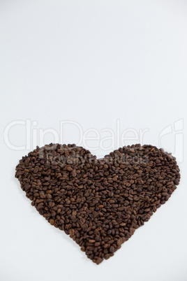 Coffee beans forming heart shaped