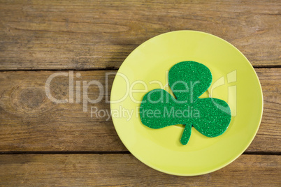 St Patricks Day shamrock kept in plate