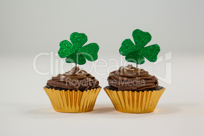 St Patricks Day shamrock on cupcake