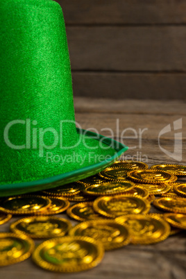 St Patricks Day leprechaun hat with gold chocolate coins