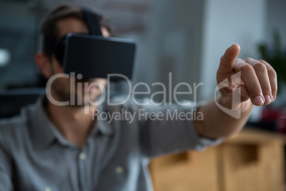 Man using virtual reality headset