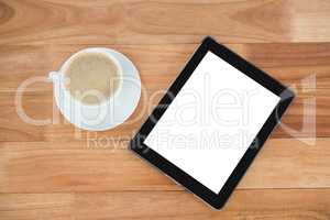 Coffee cup with digital tablet
