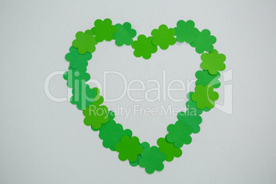 St Patricks Day shamrocks forming heart shape