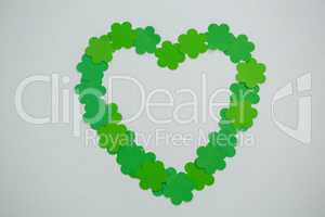 St Patricks Day shamrocks forming heart shape