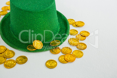 St. Patricks Day leprechaun hat and chocolate gold coins