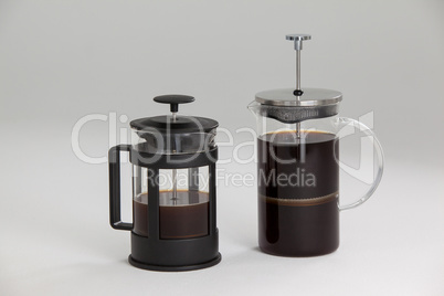 Cafetiere coffeemakers on white background