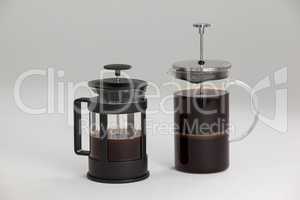 Cafetiere coffeemakers on white background
