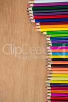 Colored pencils arranged in diagonal line