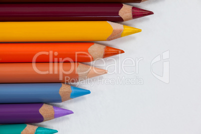 Colorful color pencil arranged in diagonal line