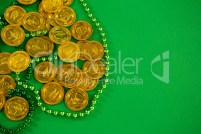 St Patricks Day gold chocolate coins and beads