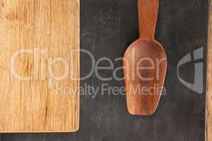 Wooden board and wooden spoon