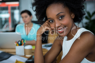 Female graphic designer smiling