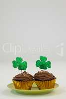 St Patricks Day shamrock on the cupcake