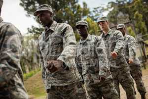 Group of military soldiers in a training session