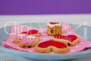 Heart shape gingerbread cookies on plate