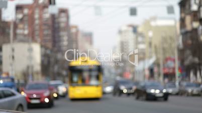 Rush hour with defocused cars and generic vehicles