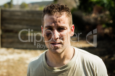 Soldier standing in boot camp