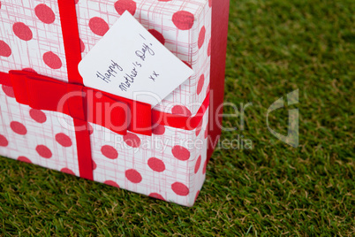 Happy mothers day card on gift box