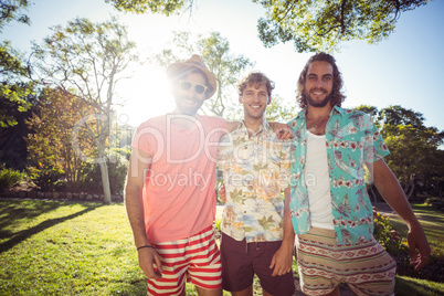 Group of friends smiling together in park