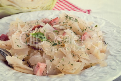 fresh cabbage with bacon