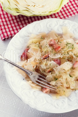 fresh cabbage with bacon
