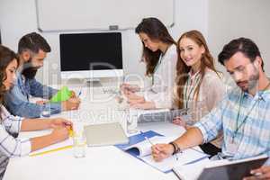 Executives working in conference room