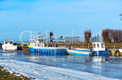 fishing, dock, ice, boat, vessel, ship, waterfront