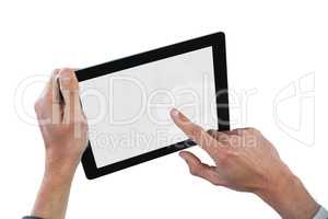 Hands of executive using digital tablet