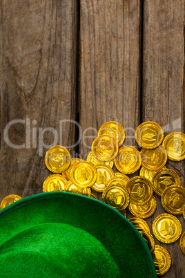 St Patricks Day leprechaun hat with gold chocolate coins