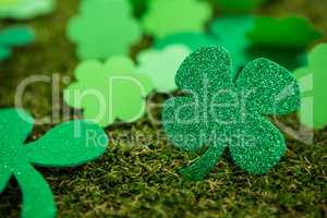 St Patricks Day shamrocks on grass