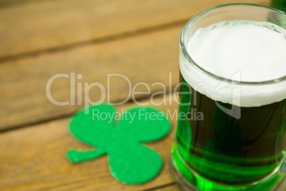 St Patricks Day green beer with shamrock