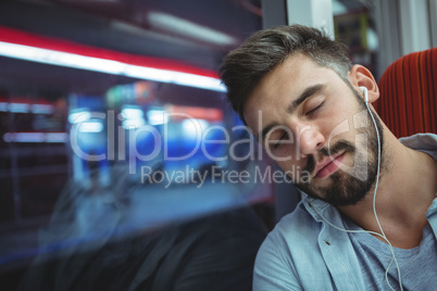 Executive sleeping while listening music