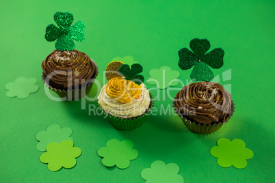 St Patricks Day shamrock on the cupcake