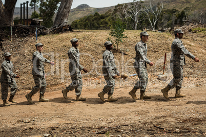 Group of military soldiers in a training session