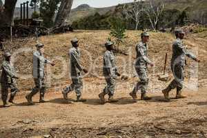 Group of military soldiers in a training session