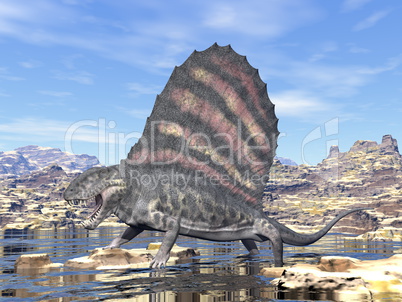 Dimetrodon in the desert - 3D render