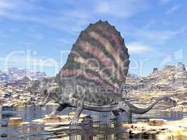 Dimetrodon in the desert - 3D render