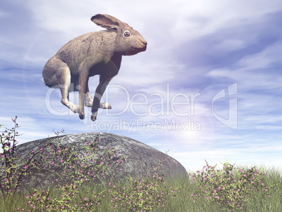 Jumping hare - 3D render