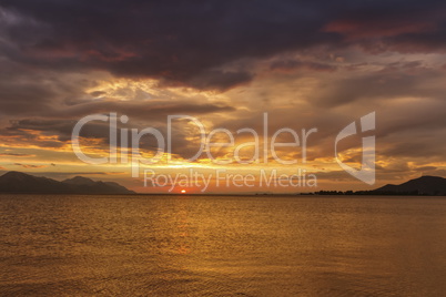 Sunset over the sea, Opuzen, Croatia