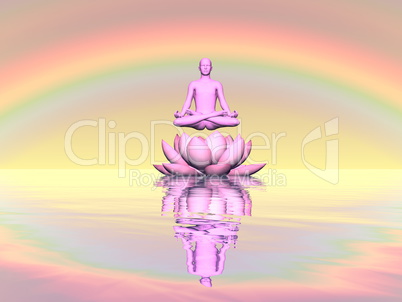 Meditation upon lily lotus flower - 3D render