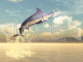 Marlin fish jump - 3D render