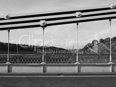 Clifton Suspension Bridge in Bristol in black and white