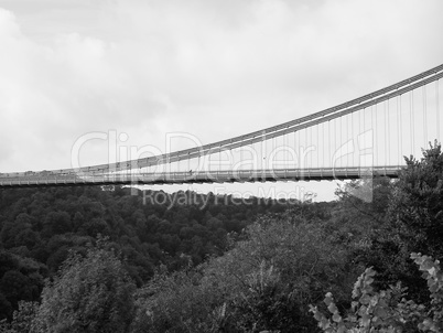 Clifton Suspension Bridge in Bristol in black and white